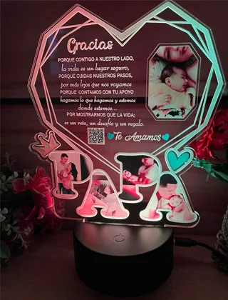 Lámpara LED Corazón geométrico para papá · Fotografía 2