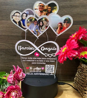 Lámpara LED Corazones de pareja · Fotografía 3