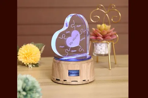 Lámpara LED Rompecabezas de cristal de amor y familia · Fotografía 5