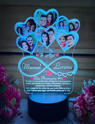 Lámpara LED Corazones e infinito familiar · Fotografía 2