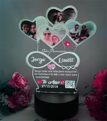 Lámpara LED Corazones con retratos · Fotografía 2
