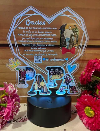Lámpara LED Corazón y dedicatoria para papá · Fotografía 2