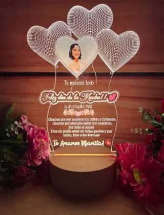 Lámpara LED Corazones y dedicatoria · Fotografía 3