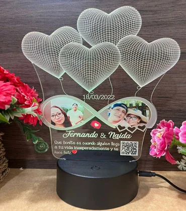 Lámpara LED Corazones e infinito familiar · Fotografía 2